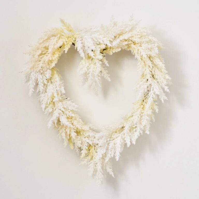 Ivory Pampas of the Heart - Ivory Pampas Grass Heart Wreath Everyday Valentine's Day Decor