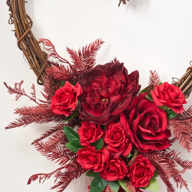 Close-up of blooms and berries on this From The Bottom of My in Red