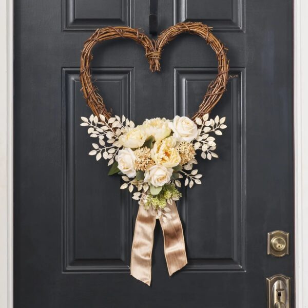 From The Bottom of My Heart - Beige Peony Day Heart Wreath - Beige