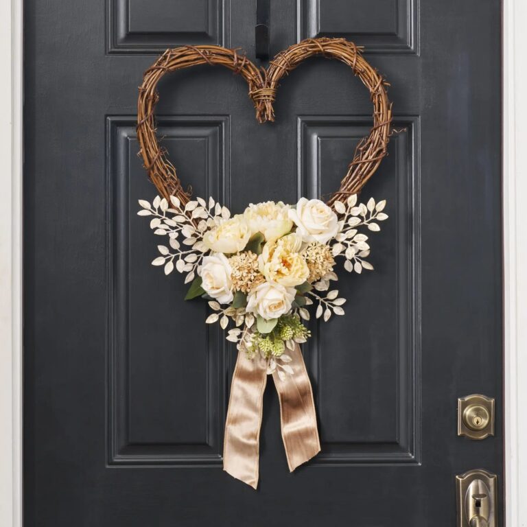 From The Bottom of My Heart - Beige Peony Day Heart Wreath - Beige