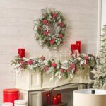 The Holiday Frost - Snow Magnolia, Mantle Christmas Garland shown in full, highlighting garland texture