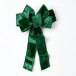 Hunter Green Velvet Reversed Metallic Backing Wire - Lined Hand - Tied Drape Loop Bow