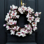 Real Touch Japanese Cream and Lavender Magnolia Flower Everyday Spring Wreath