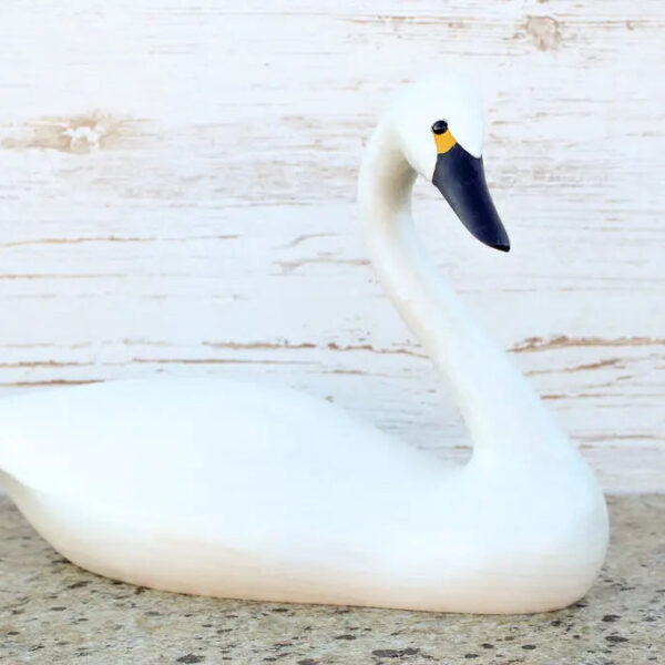 Hand Carved Alert White Swan Decorative Wooden Duck Decoy, hand carved decor