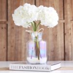 Alternate angle of the The Perfect Hydrangea White 19 Inch Stem showing leaves along the