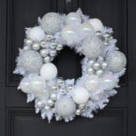 Iridescent Pine and Mixed Pearlized and Silver Sequin Beaded Door Christmas Wreath 20 inch