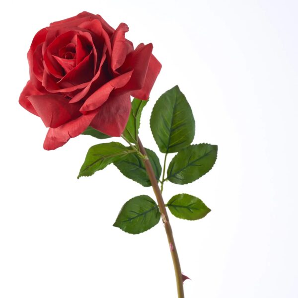 Real Touch Large Open Bloom Red Garden Rose Faux Floral Stem