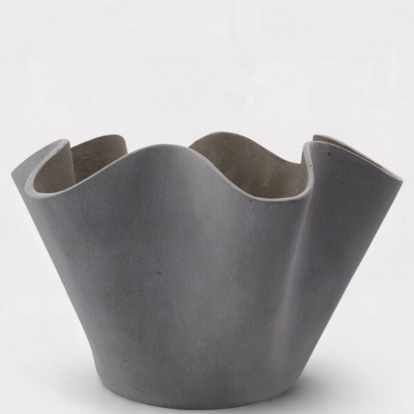 Handmade Polyresin Wavy Planter in Grey - 10 inch Tall