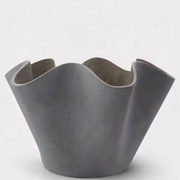 Handmade Polyresin Wavy Planter in Grey - 10 inch Tall
