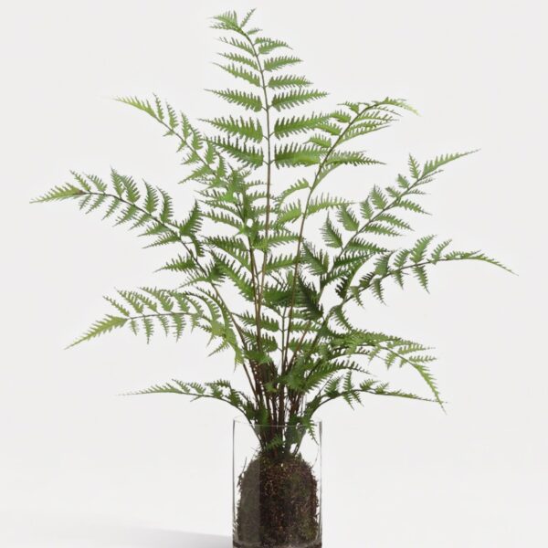 Fake Forest Fern Plant Arrangement in Glass Vase - 25 inch