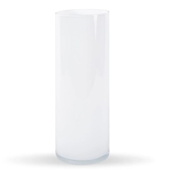 Modern Tall White Round Cylinder Glass Vase