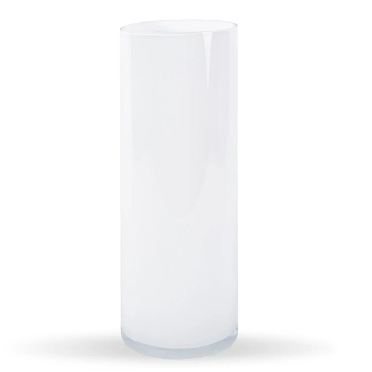 Modern Tall White Round Cylinder Glass Vase