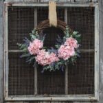 The Light Pink Hydrangea, Lavender Front Door Wreath 22 shown in full, highlighting full wreath