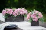 Light Pink Hydrangea and Mixed Eucalyptus Everyday Floral Arrangement Tin Window Planter Box - 3