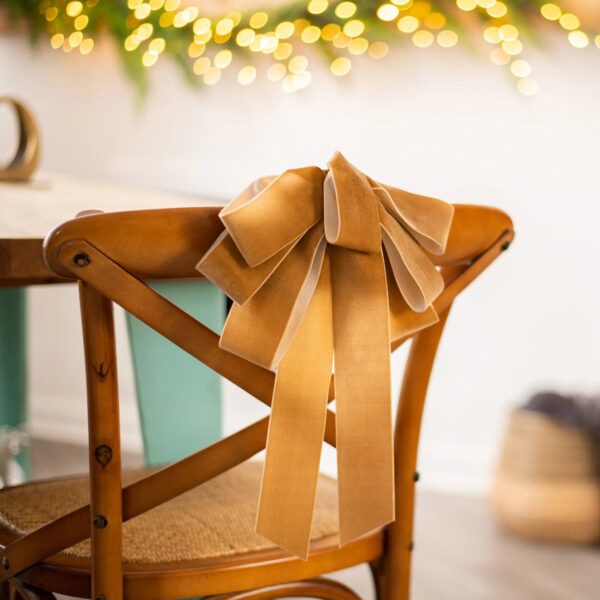 Lux Tawny Sand Velvet Drape Loop Bow