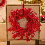 Waterproof Christmas Red Big Berry Mini Wreath or Holiday Candle Ring Centerpiece