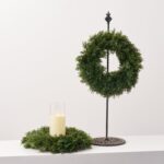 Lifelike Cedar Faux Winter Greenery Holiday Decor Mini Candle Wreath Centerpiece