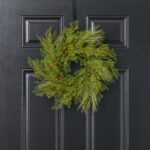 Cedar and Pine Mixed Winter Greenery Holiday Decor Mini Candle Wreath Centerpiece - Green