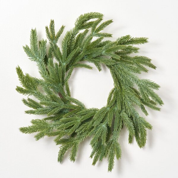 Close-up of blooms and berries on this Real Touch Wintergreen Fraser Fir Mini Candle Wreath
