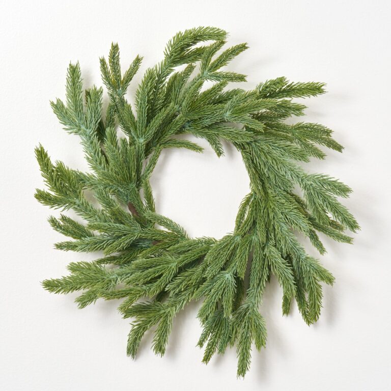 Close-up of blooms and berries on this Real Touch Wintergreen Fraser Fir Mini Candle Wreath