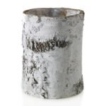 Medium White Natural Birch Wood Wrapped Cylinder Planter