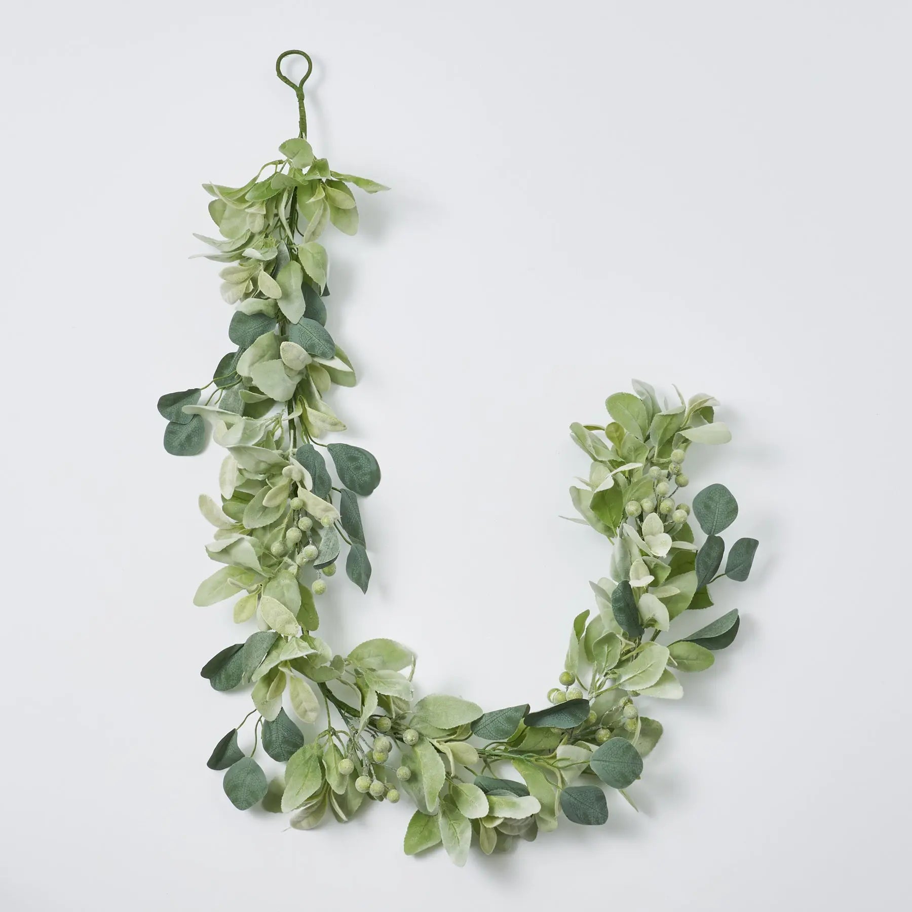 MixedGreenEucalyptus_Lamb_sEarAllSeasonWiredMantleTableRunnerGarlandMTF24021.jpg Mixed Green Eucalyptus and Lamb's Ear Wired All Season Mantle Table Runner Garland