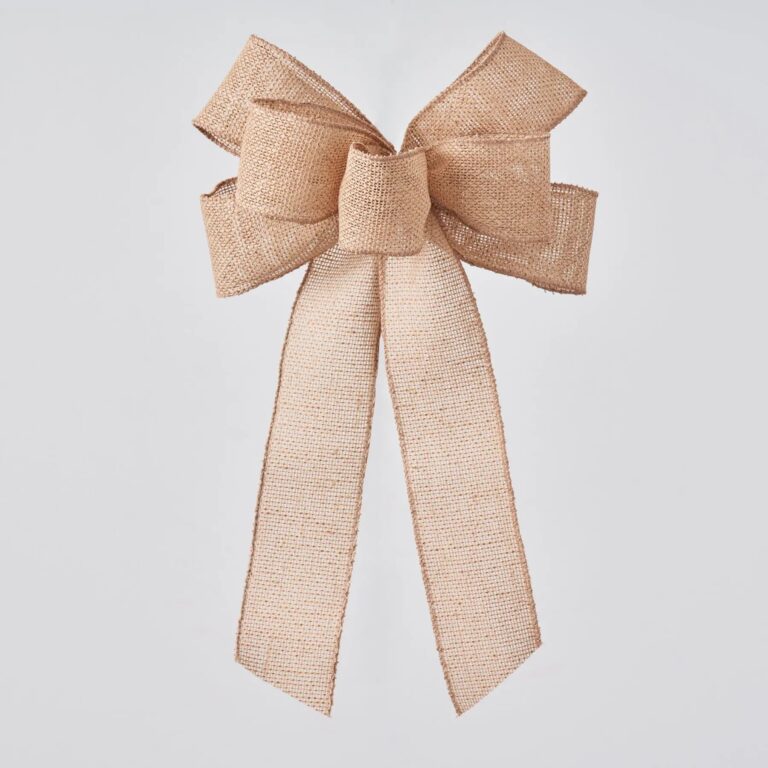 Natural Burlap Wire - Lined Hand - Tied Drape Loop Bow