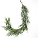 Norfolk Collection - Real Touch Snow Flocked Norfolk Pine Front Door Garland Table Runner