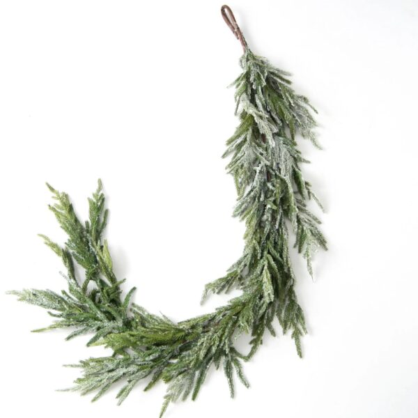 Norfolk Collection - Real Touch Snow Flocked Norfolk Pine Front Door Garland Table Runner