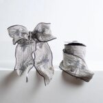 D. Stevens Linen Stripe Bee Hand Tied Bow and Spool of Ribbon