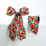 Alternate angle of the D. Stevens Canvas Stripe Watercolor Ribbon showing wreath face texture