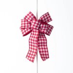 Red and White Wire - Lined Houndstooth Pattern Bendable Drape Loop Bow