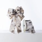 Gray, Black and White Glittered Birch Print Hand - Tied Loop Bow and Ribbon