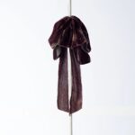 Espresso Brown Raw Edge Silk Velvet Lux Drape Loop Bow - Brown