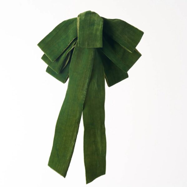 Classic Christmas Green Velvet Lux Hand - Tied Drape Loop Bow - Green