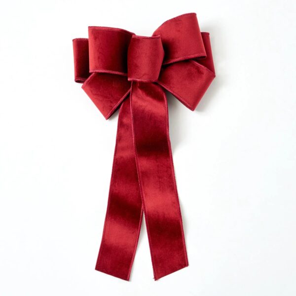 Burgundy Red Garnet Taffeta Wire - Lined Hand - Tied Drape Loop Bow - Red