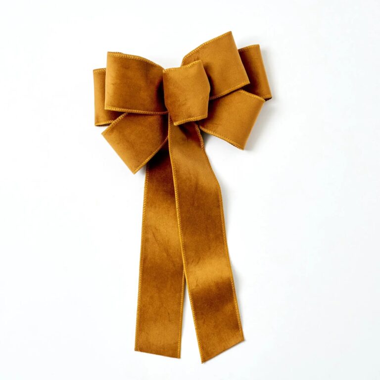 Golden Brown Taffeta Wire - Lined Hand - Tied Drape Loop Bow
