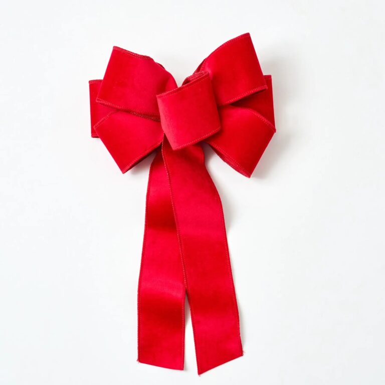 Christmas Red Taffeta Wire - Lined Hand - Tied Drape Loop Bow - Christmas Red