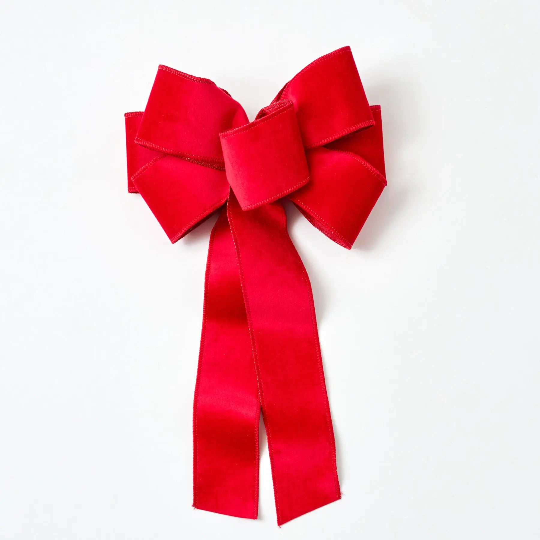 ORNAM1328ChristmasRedTaffetaWire-LinedHand-KnottedDrapeLoopBow_2.jpg Christmas Red Taffeta Wire - Lined Hand - Tied Drape Loop Bow - Christmas Red