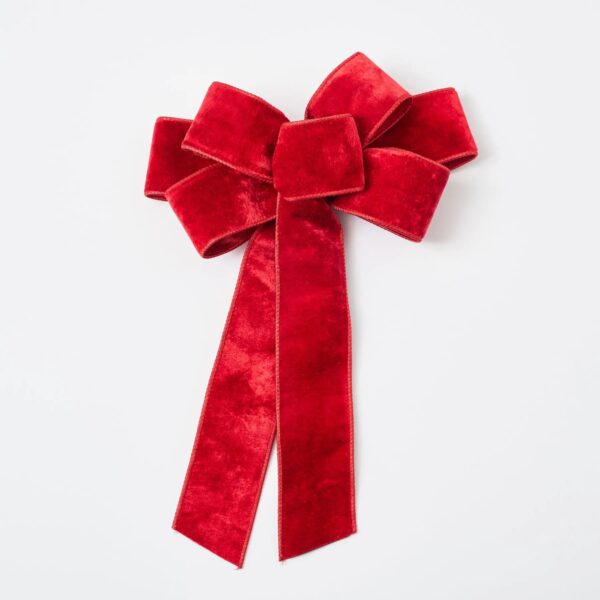 Red Velvet with Metallic Backing Wire - Lined Hand - Tied Drape Loop Bow