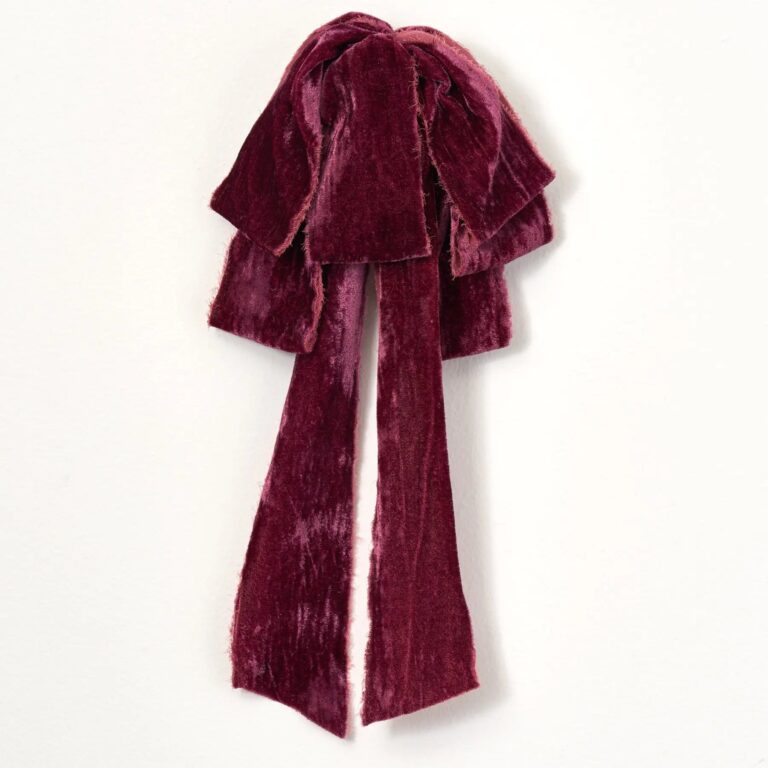 Aubergine Purple Raw Edge Silk Velvet Velvet Lux Drape Loop Bow - Aubergine