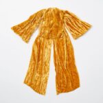 Large Golden Mustard Raw Edge Silk Velvet Lux Drape Loop Bow - Yellow
