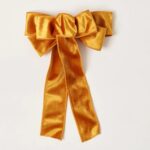 Persimmon Gold Velvet Wire - Lined Hand - Tied Drape Loop Bow