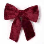 Plush Fleece Fabric Burgundy Red Velveteen Wired Holiday Christmas Bow