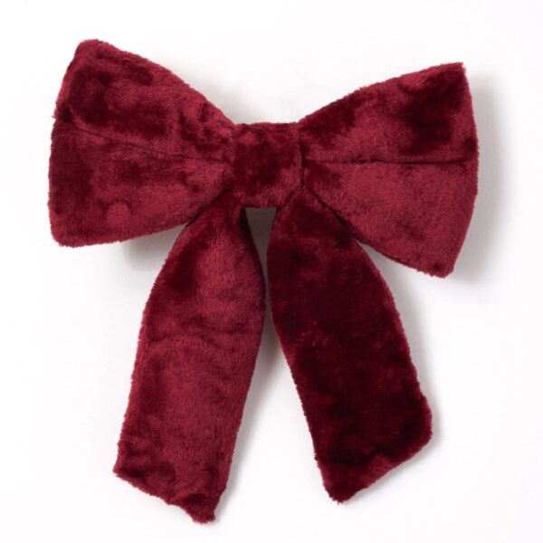 Plush Fleece Fabric Burgundy Red Velveteen Wired Holiday Christmas Bow