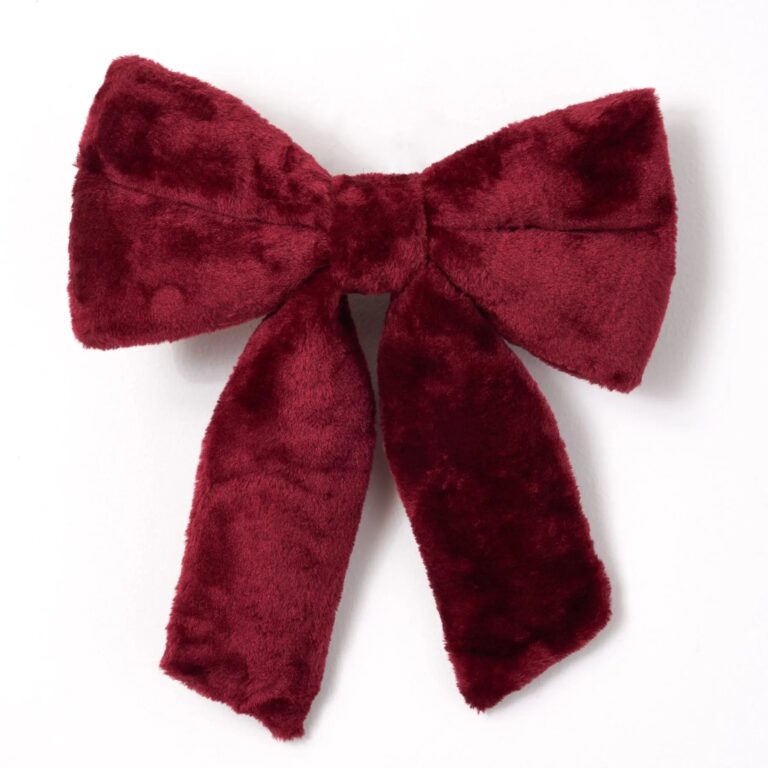 Plush Fleece Fabric Burgundy Red Velveteen Wired Holiday Christmas Bow