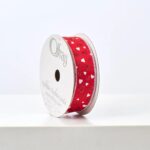 Red Valentine's Day Wired Ribbon with Glittered Hearts - 25 Yard Spool