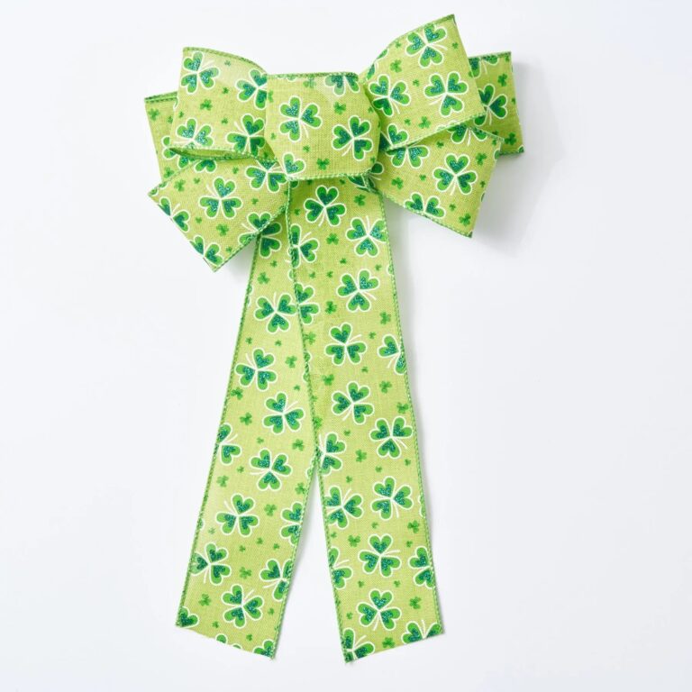Green St. Patrick's Day Shamrock Hand Tied Bow - Green Clover