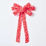 Red Satin Glitter Heart Valentine's Day Hand Tied Bow