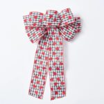Black and White Plaid with Red Glitter Hearts Valentine's Hand Tied Bow - Black